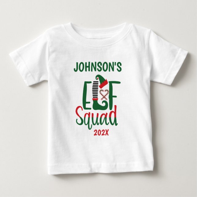 Moderne Familie Matching Elf Squad Weihnachten Baby T-shirt (Vorderseite)