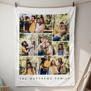 Moderne Familien-Erinnerung 7-Foto-Collage Fleecedecke