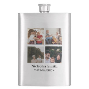Moderne Familien-Foto-Collage mit personalisiertem Flachmann