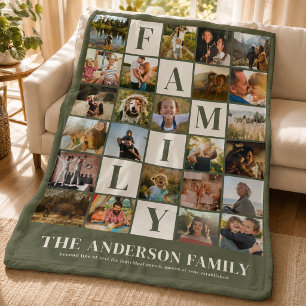 Moderne Familien-Foto-Collage-Raster einfach stilv Fleecedecke