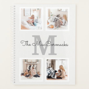 Moderne Familien-Fotocollage mit monogrammtem Init Planer