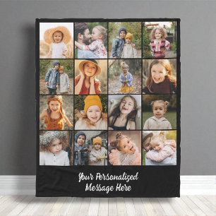 Moderne Familien-Text individuell gestaltete 16-Fo Fleecedecke