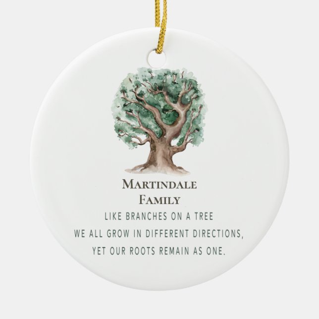 Moderne Familienbaum Wiedersehen Mit Monogramm Keramik Ornament (Vorne)
