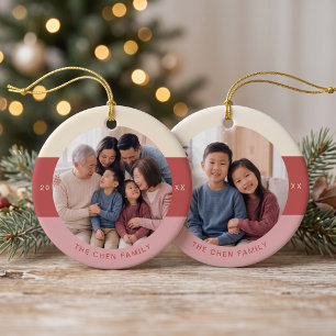 Moderne Familienfoto-Andenken-Weihnachten Keramik Ornament