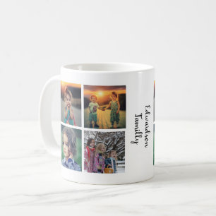 Moderne Familienfoto-Collage Monogramm Name Kaffeetasse