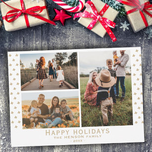 Moderne Familienfoto Floralmuster Weihnachten