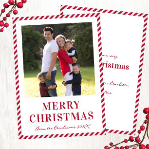 Moderne Familienfoto Frohe Weihnachten Candy Strip