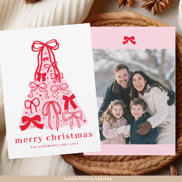 Moderne Familienfoto Frohe Weihnachten Rosa Roter 