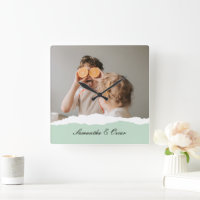 Moderne Familienfoto- & personalisierte Name-Mint-