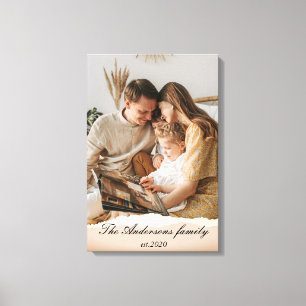Moderne Familienfoto & Personalisiertes Namensgesc Leinwanddruck