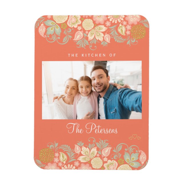 Moderne Familienfoto- und Textgestaltung Magnet (Vertikal)