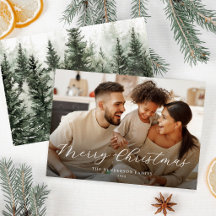 Moderne Familienfoto-Wald-Weihnachtskarte