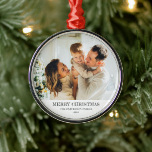 Moderne Familienfoto Weihnachten Ornament Aus Metall