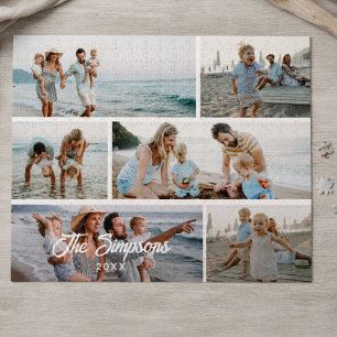 Moderne Familienfotogalerie Collage Personalisiert Puzzle