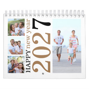 Moderne Familienfotos zum 17. Happy New Year 2027 Kalender