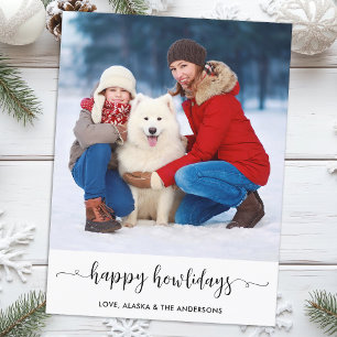 Moderne, familienfreundliche Hunde Foto Happy Howl Feiertagspostkarte