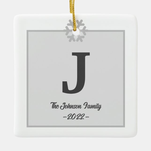 Moderne Familienmonogramm Real Anwesen Christmas Keramikornament (Vorderseite)