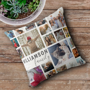 Moderne Familienname 21 Foto-Collage Kissen