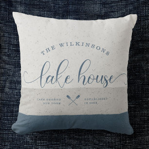 Moderne Familienname-Schrift Lake House Brush Scri Kissen