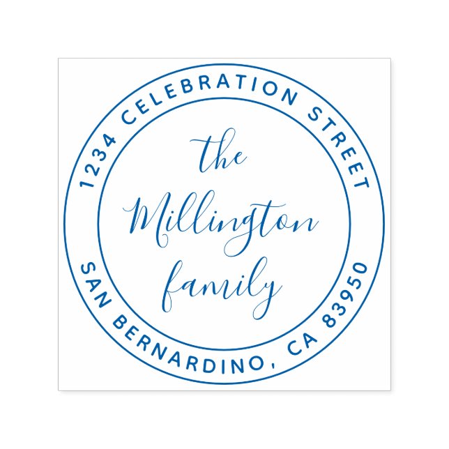 Moderne Familienname Script Runde Rücksendeadresse Permastempel (Design)