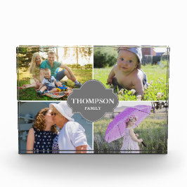 Moderne Familienname und Fotos Graues Wappen