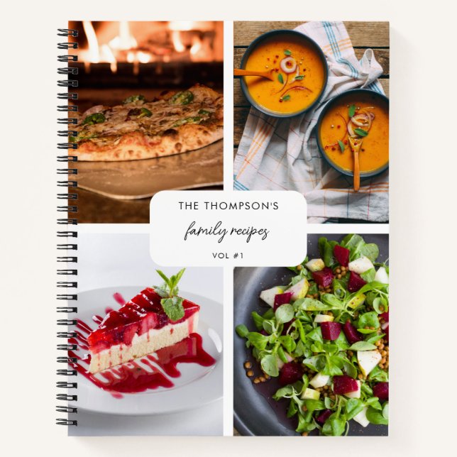 Moderne Familienrezepte 4 Foto Collage Rezept Notizbuch (Vorderseite)