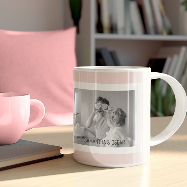 Moderne Familiens Fotografie Pastell Rosa Einfache Kaffeetasse (Von Creator hochgeladen)