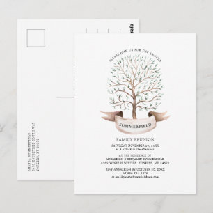 Moderne Familienzusammenkunft Genealogie Baum Aqua Postkarte