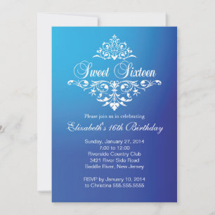 Moderne Fancy Blue Sweet Sixteen Geburtstagsfeier Einladung
