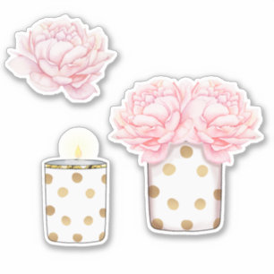 Moderne Fancy Mädchenhaft Süße Rosa Gold Punkte Fl Aufkleber