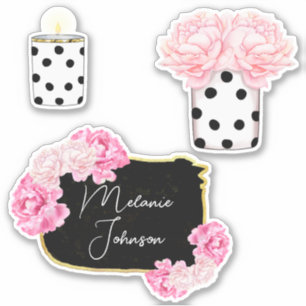 Moderne Fancy Mädchenhaft Süße Rosa Schwarze Punkt Aufkleber
