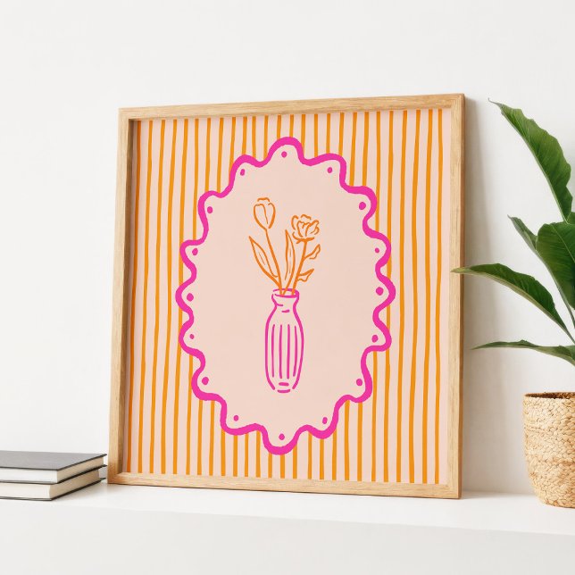 Moderne fantastische handgezeichnete Blumenvase Poster (Von Creator hochgeladen)