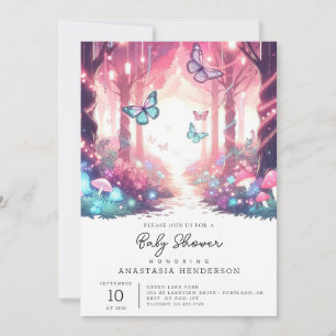 Moderne Fantasy Enchanted Forest Baby Shower Einladung