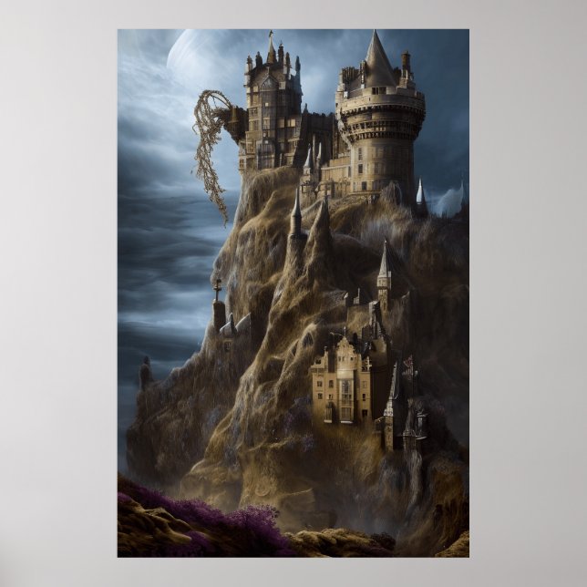 Moderne Fantasy Schottische Schlossberge Poster (Vorne)