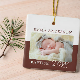 Moderne Farbblock-Anpassung Baby-Taufe Foto Keramikornament