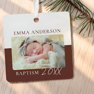 Moderne Farbblock-Anpassung Baby-Taufe Foto Ornament Aus Metall
