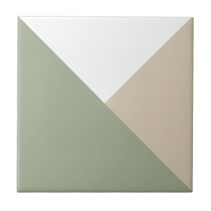 Moderne Farbblock-Dreiecke Salbeigrün Beige Fliese