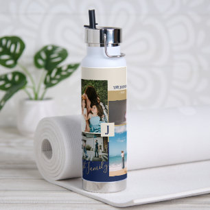 Moderne Farbblock-Familie Foto Collage Water Bott Trinkflasche