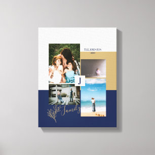 Moderne Farbblock-Familienfoto-Collage auf Leinwan Leinwanddruck