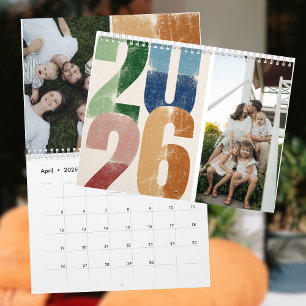 Moderne Farbblock-Fotogitter in zwei Tönen Kalender