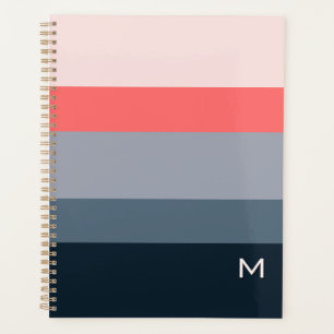 Moderne Farbblock Pink Grau Individuelles Monogram Planer