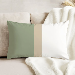 Moderne Farbblock Sage Grün Beige Weiß Dekokissen