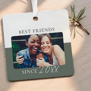 Moderne Farbblock "Seit" Jahr Beste Freunde Ornament Aus Metall