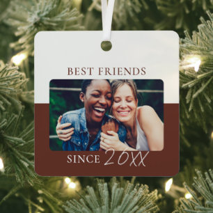 Moderne Farbblock "Seit" Jahr Beste Freunde Ornament Aus Metall