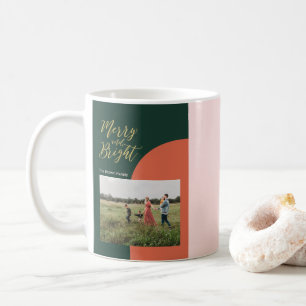 Moderne Farbblock-Weihnachtsferien-Foto Kaffeetasse