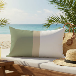 Moderne Farbblocksage grün Beige Weiß Kissen Für Draußen
