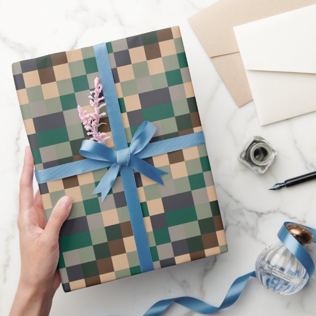 Moderne Farbchecks Schachbrett Geschenkpapier (Schenken)