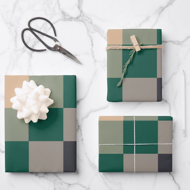 Moderne Farbchecks-Schachbrett Geschenkpapier Set (Vorderseite)