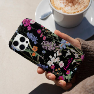 Moderne Farbe Botanisches Muster schwarz Muster Cu iPhone 16 Pro Hülle