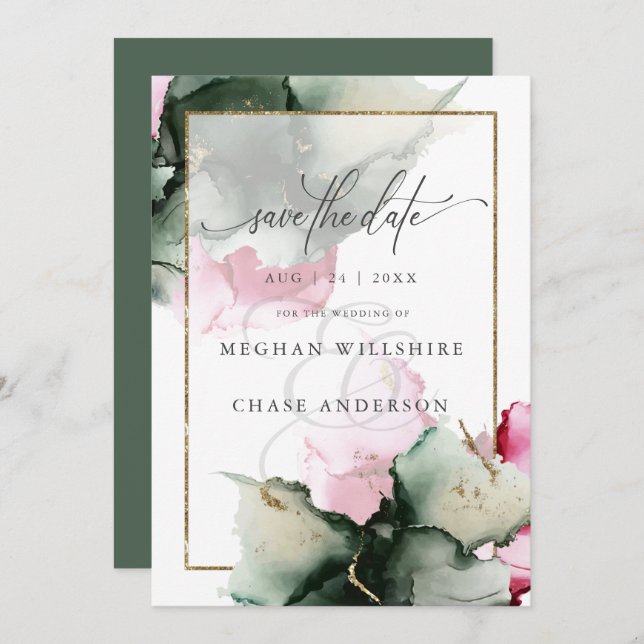 Moderne Farbe Grün Rosa Farbe Abstrakt (Vorne/Hinten)